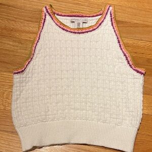 Sincerely Jules Cream Knit Tank with Pink, Orange & Green Trim